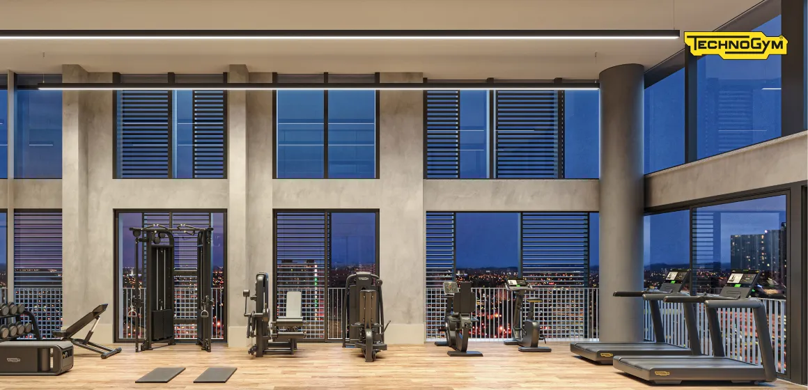 Perspectiva Ilustrada da Academia com Equipamentos Technogym