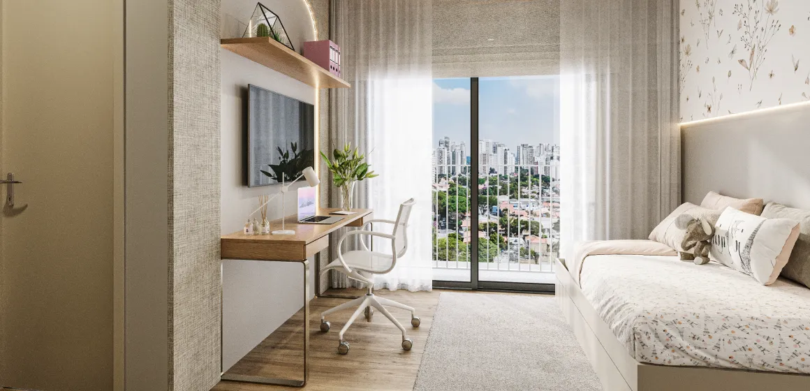 Perspectiva Ilustrada da Suíte Solteiro