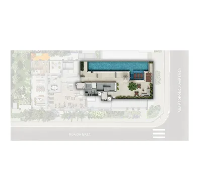 Perspectiva ilustrada da implantação do 8º pavimento